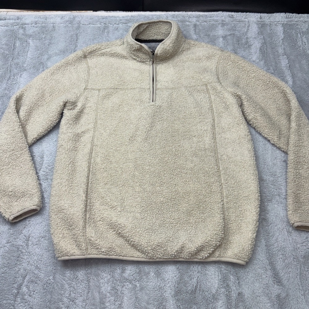 Original Weatherproof Vintage Beige Sherpa 1/4 Zip Pullover Sweater Sz M